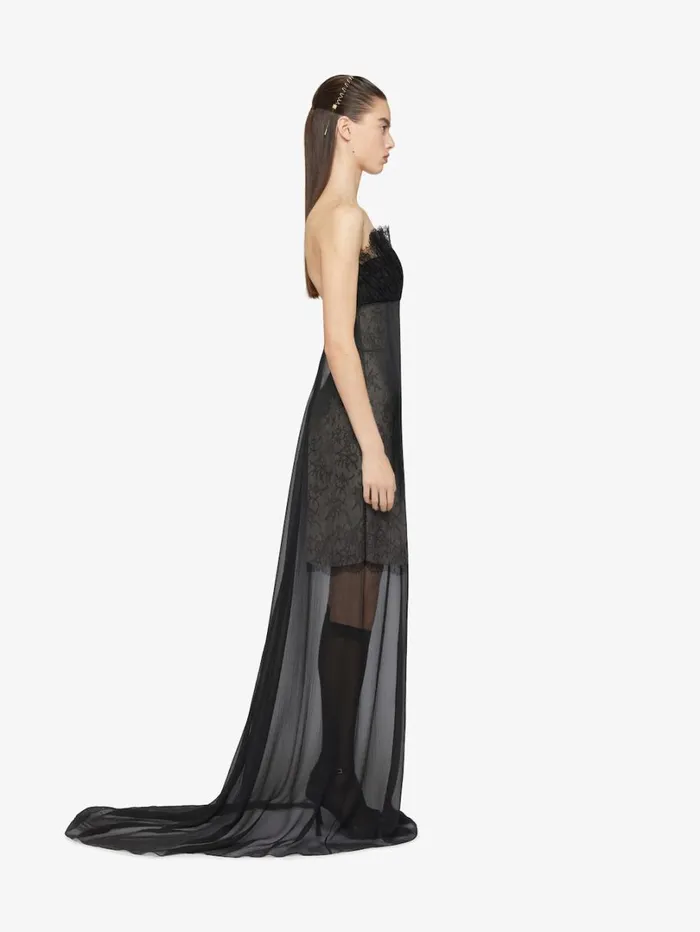 Givenchy Bustier Dress In Muslin With Lace Black Women Dresses