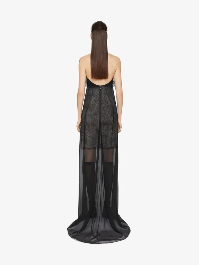 Givenchy Bustier Dress In Muslin With Lace Black Women Dresses