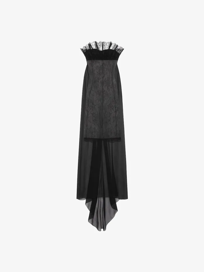 Givenchy Bustier Dress In Muslin With Lace Black Women Dresses