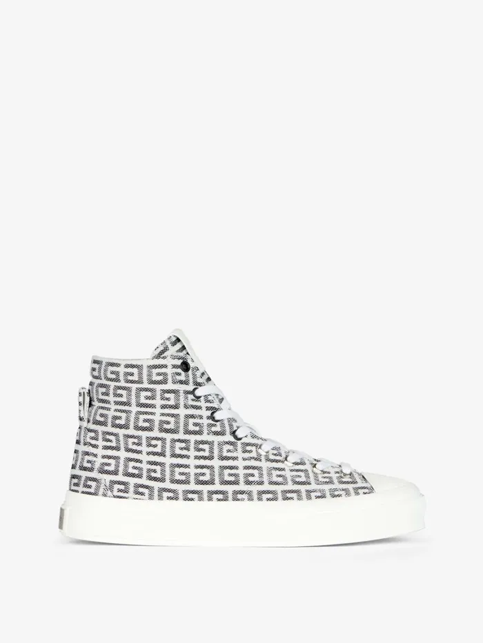 Givenchy City High Top Sneakers In 4G Jacquard Blackwhite Men Sneakers