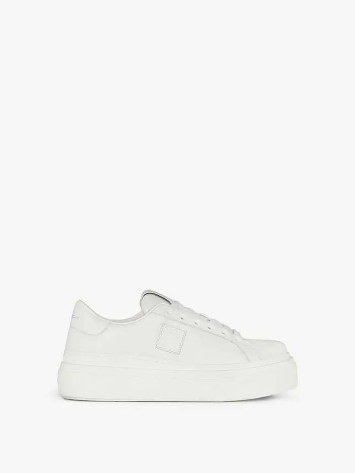 Givenchy City Platform Sneakers In Leather White Women City