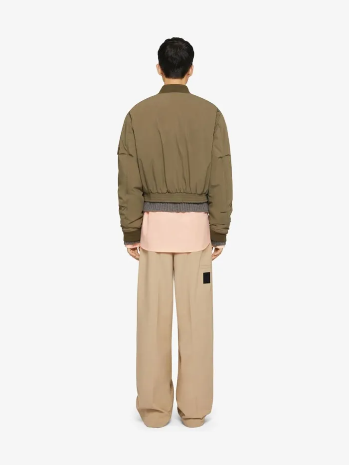 Givenchy Cropped Bomber Jacket In Cotton Olive Green Men Outerwear and Blousons