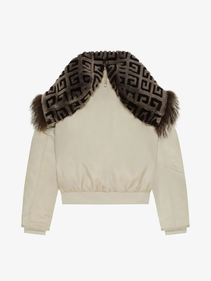 Givenchy Cropped Bomber Jacket With 4G Fur Hood Mastic Women Outerwear and Blousons