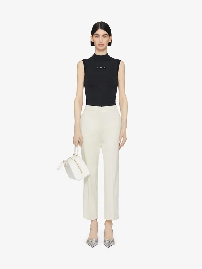 Givenchy Cropped Fit Tailored Pants In Cotton Eggshell Women Pants and Shorts Givenchy Cropped Fit Tailored Pants In Cotton Eggshell Women Pants and Shorts