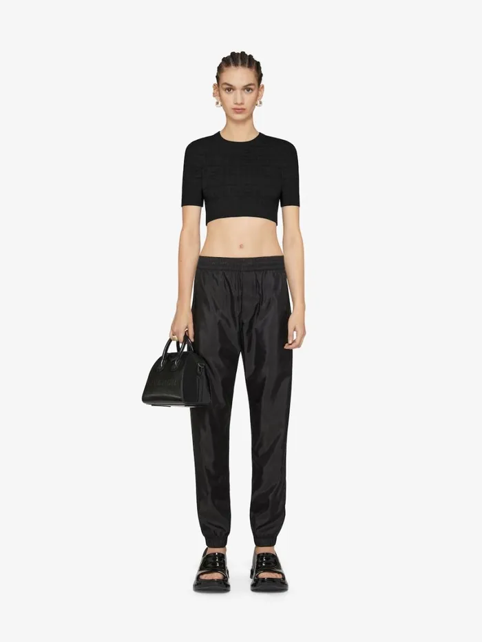 Givenchy Cropped Sweater In 4G Jacquard Black Women Knitwear