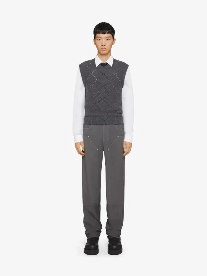 Givenchy Cropped Sweater In Wool Medium Grey Men Knitwear