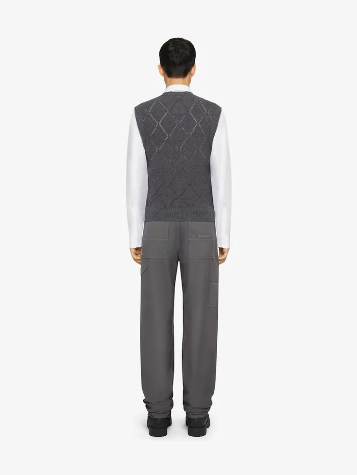 Givenchy Cropped Sweater In Wool Medium Grey Men Knitwear