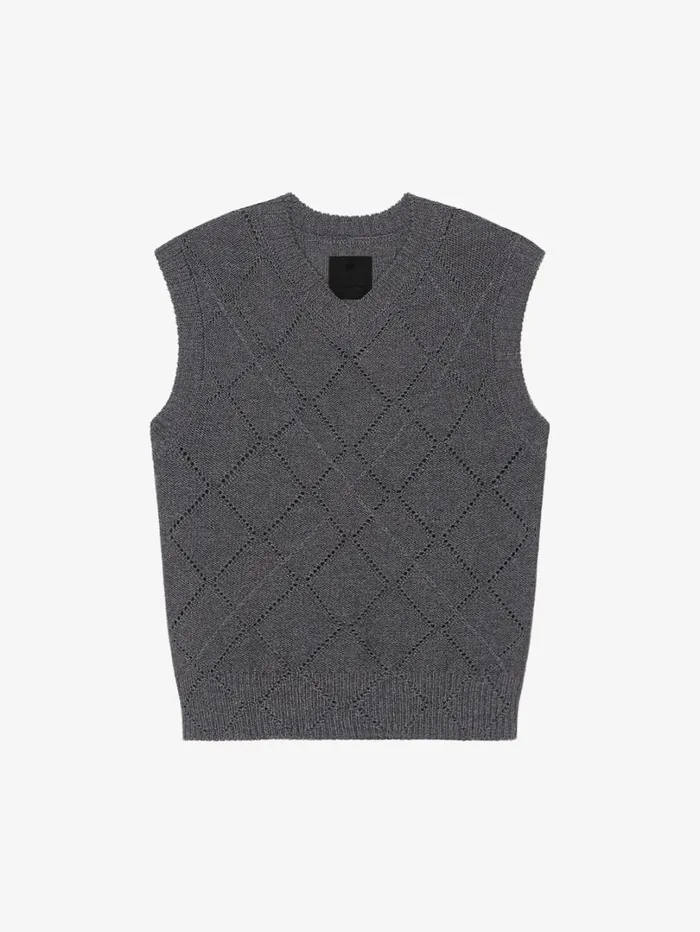 Givenchy Cropped Sweater In Wool Medium Grey Men Knitwear