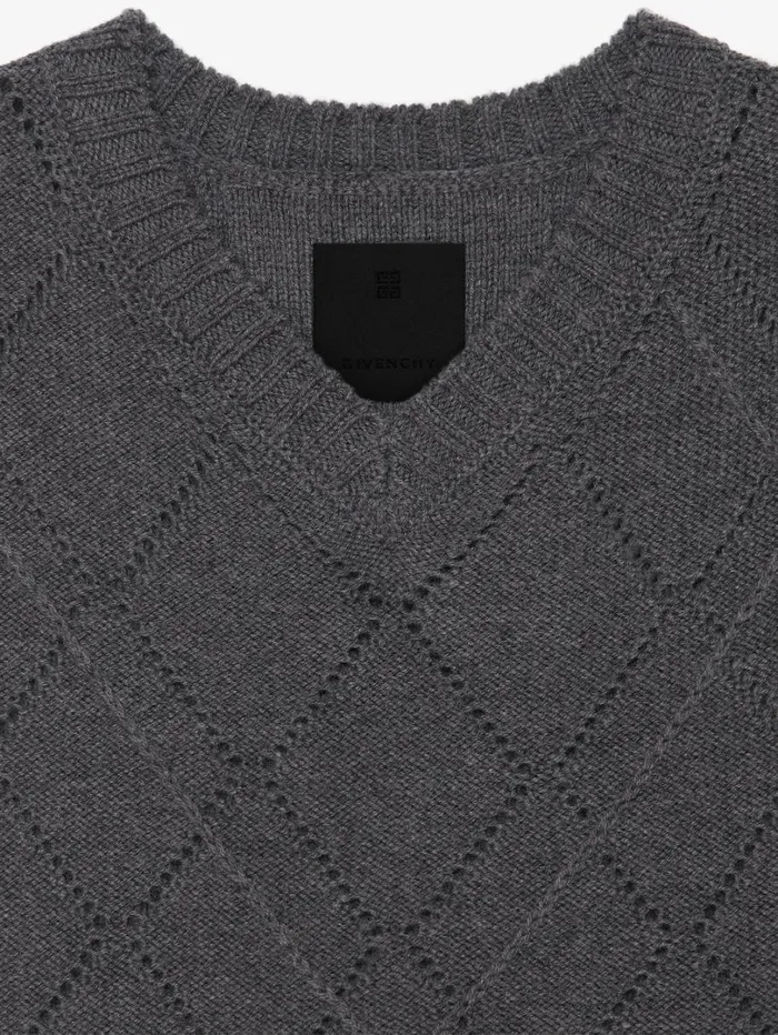 Givenchy Cropped Sweater In Wool Medium Grey Men Knitwear