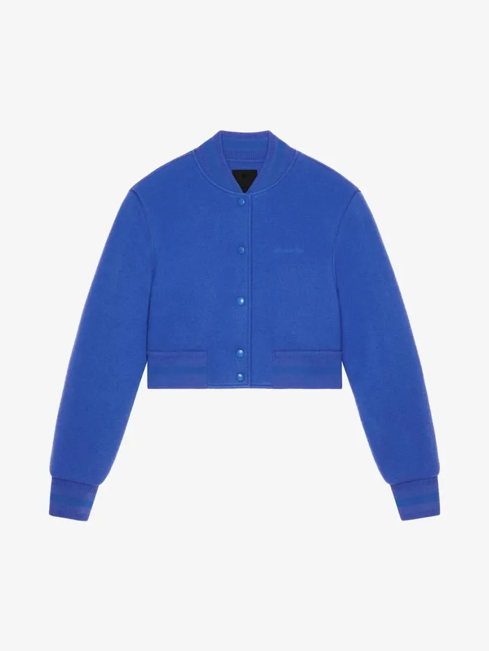 Givenchy Cropped Varsity Jacket In Wool Iris Purple Women Outerwear and Blousons