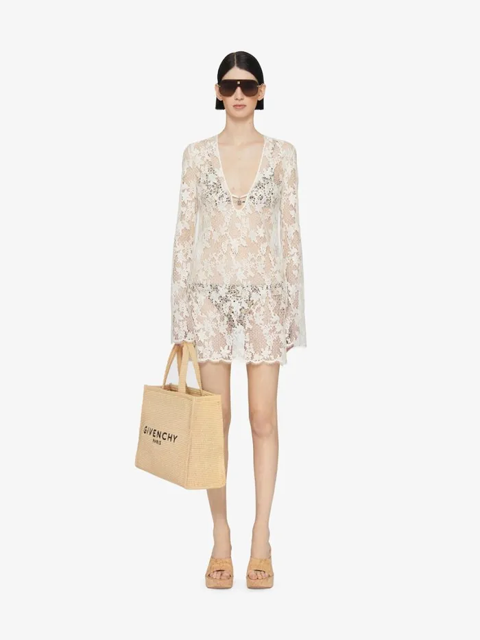 Givenchy Dress In Lace With 4G Detail Ecru Women Dresses