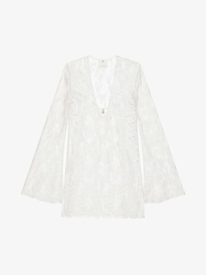 Givenchy Dress In Lace With 4G Detail Ecru Women Dresses