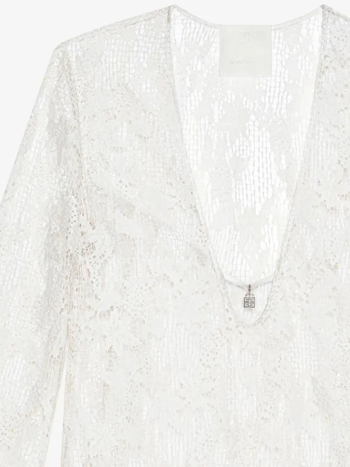 Givenchy Dress In Lace With 4G Detail Ecru Women Dresses