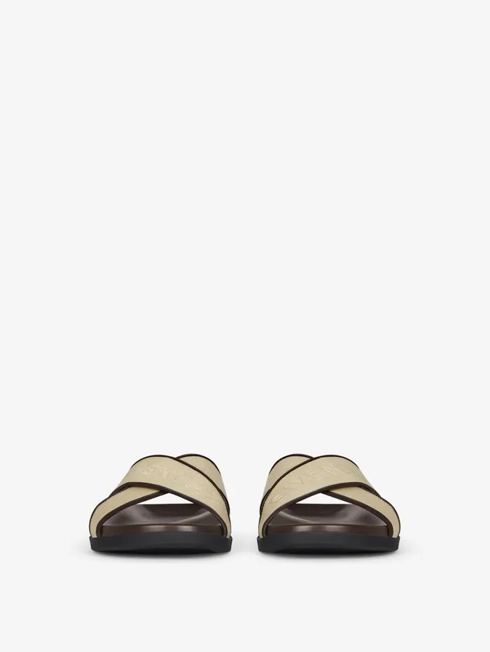 Givenchy G Plage Flat Sandals In Canvas Beige Men Slides and Sandals Givenchy G Plage Flat Sandals In Canvas Beige Men Slides and Sandals