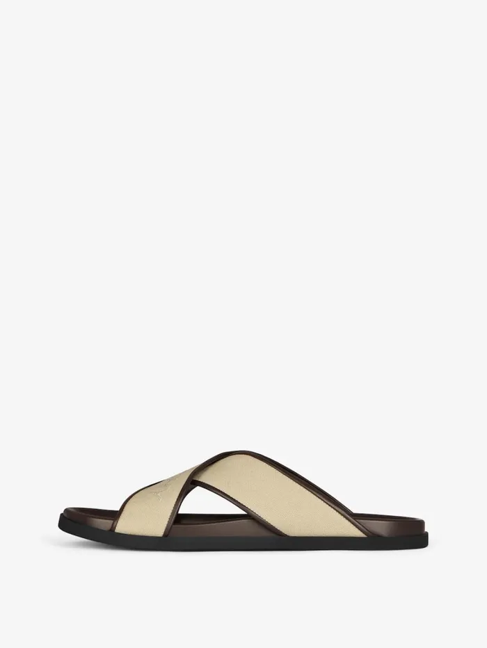 Givenchy G Plage Flat Sandals In Canvas Beige Men Slides and Sandals Givenchy G Plage Flat Sandals In Canvas Beige Men Slides and Sandals