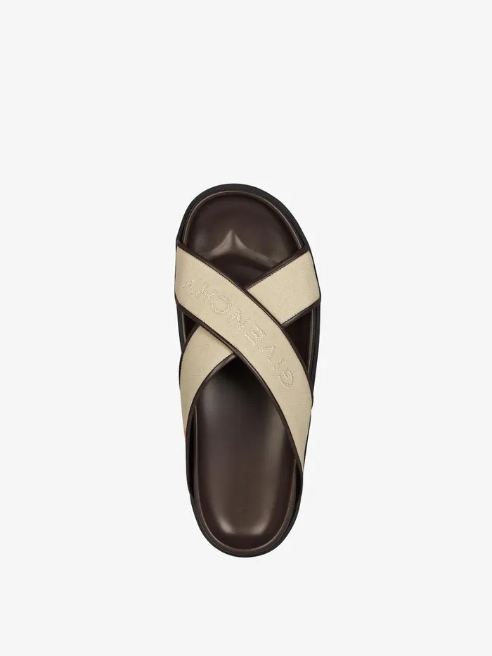 Givenchy G Plage Flat Sandals In Canvas Beige Men Slides and Sandals Givenchy G Plage Flat Sandals In Canvas Beige Men Slides and Sandals
