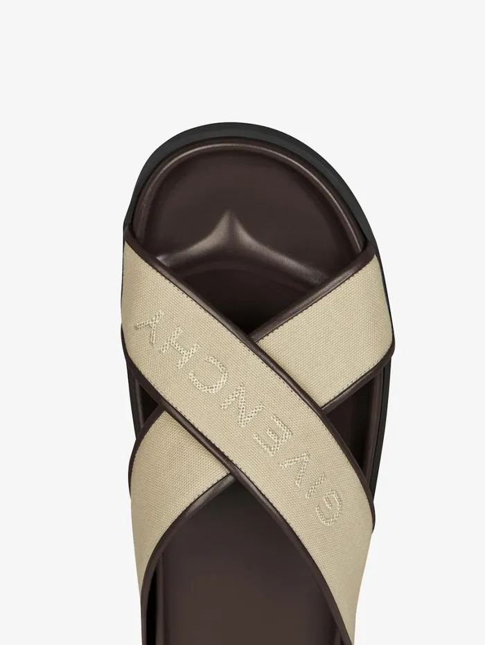 Givenchy G Plage Flat Sandals In Canvas Beige Men Slides and Sandals Givenchy G Plage Flat Sandals In Canvas Beige Men Slides and Sandals