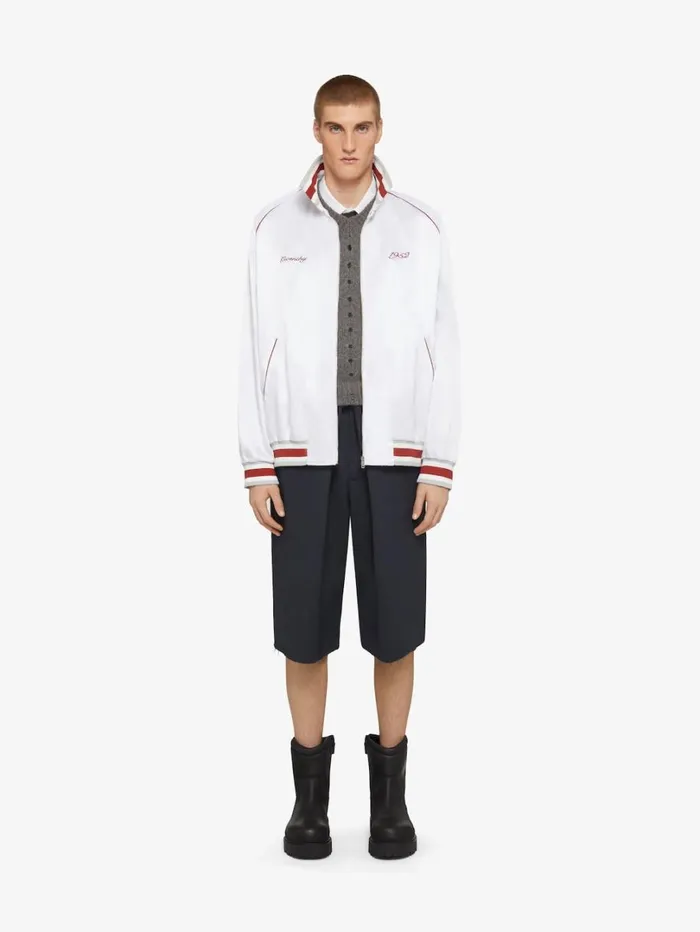 Givenchy GIVENCHY 1952 Shiny Bomber Jacket White Men Outerwear and Blousons
