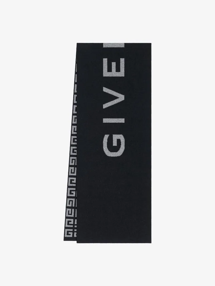 Givenchy GIVENCHY 4G Double Sided Scarf In Wool And Cashmere Black Men Scarves and Ties