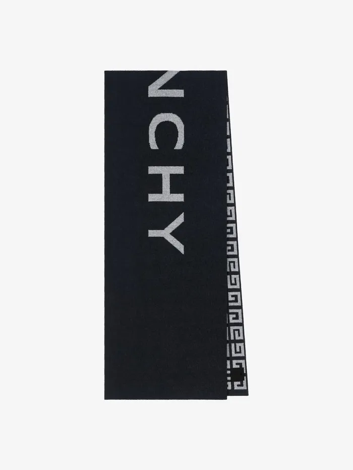 Givenchy GIVENCHY 4G Double Sided Scarf In Wool And Cashmere Black Men Scarves and Ties Givenchy GIVENCHY 4G Double Sided Scarf In Wool And Cashmere Black Men Scarves and Ties