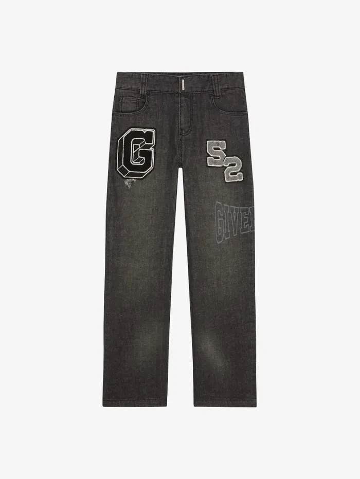 Givenchy GIVENCHY College Baggy Jeans In Denim Black Men Boy 4 To 12 Years