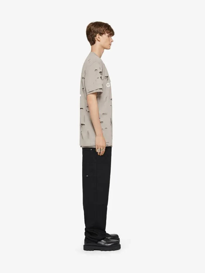 Givenchy GIVENCHY Oversized Tshirt In Destroyed Cotton Taupe Men TShirts
