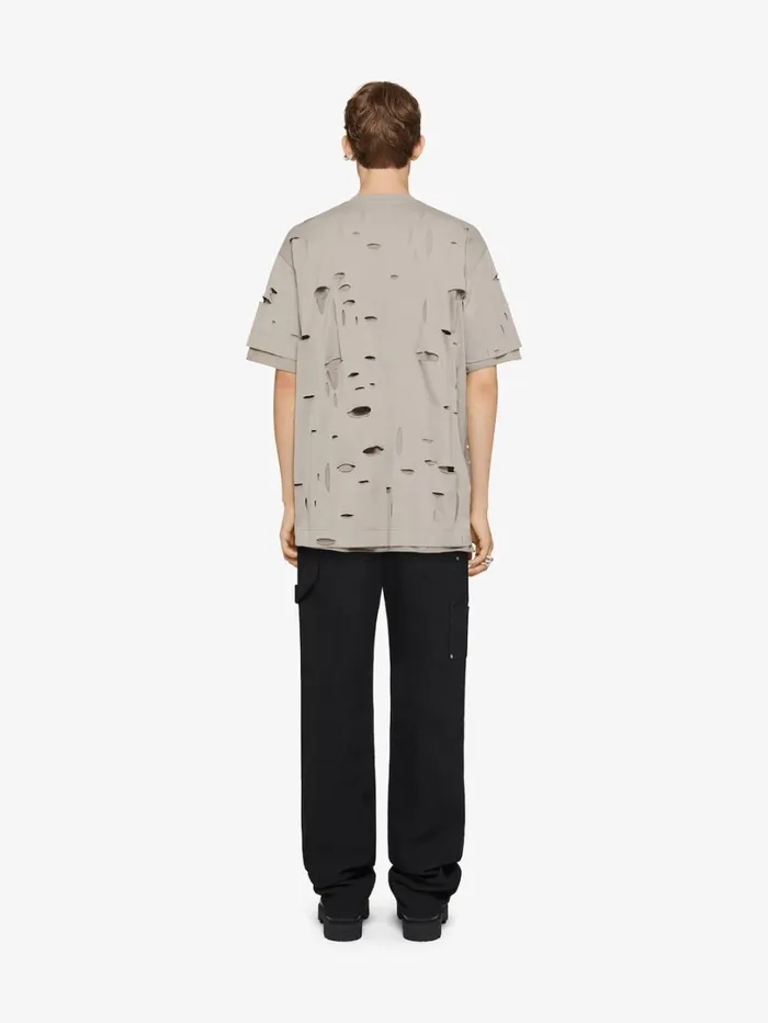Givenchy GIVENCHY Oversized Tshirt In Destroyed Cotton Taupe Men TShirts