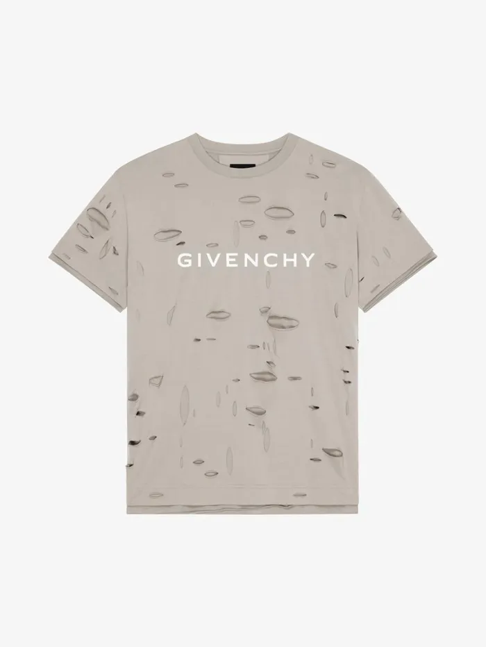 Givenchy GIVENCHY Oversized Tshirt In Destroyed Cotton Taupe Men TShirts