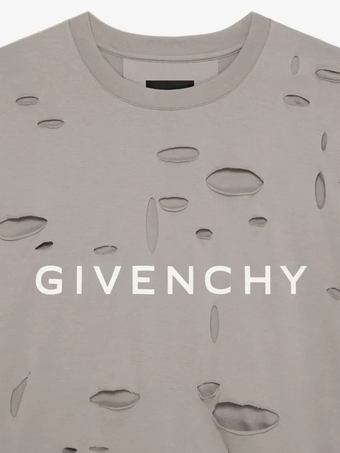 Givenchy GIVENCHY Oversized Tshirt In Destroyed Cotton Taupe Men TShirts
