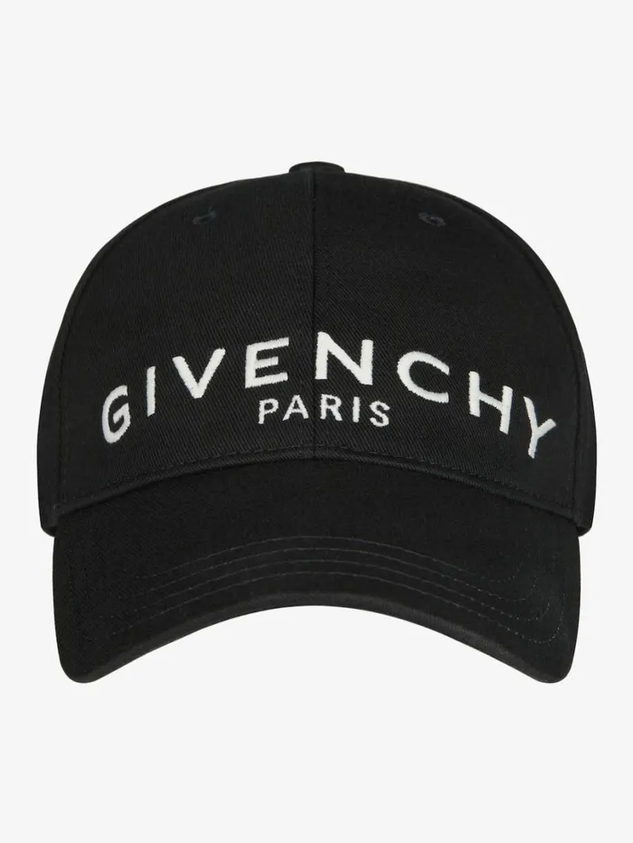 Givenchy GIVENCHY Paris Embroidered Cap In Cotton Black Men Beanies and Caps Givenchy GIVENCHY Paris Embroidered Cap In Cotton Black Men Beanies and Caps