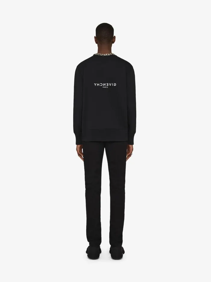 Givenchy GIVENCHY Reverse Slim Fit Sweatshirt In Fleece Black Men Sweatshirts and Hoodies