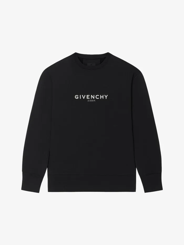 Givenchy GIVENCHY Reverse Slim Fit Sweatshirt In Fleece Black Men Sweatshirts and Hoodies