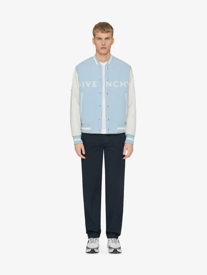 Givenchy GIVENCHY Varsity Jacket In Wool And Leather Whitesky Blue Men Outerwear and Blousons