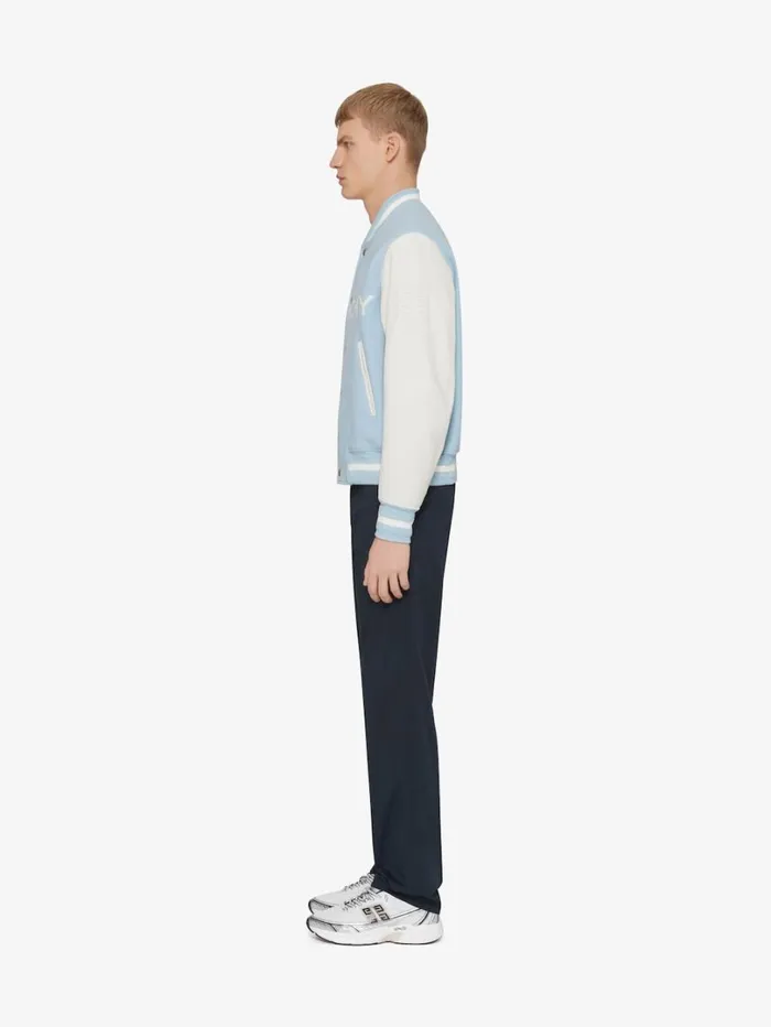 Givenchy GIVENCHY Varsity Jacket In Wool And Leather Whitesky Blue Men Outerwear and Blousons