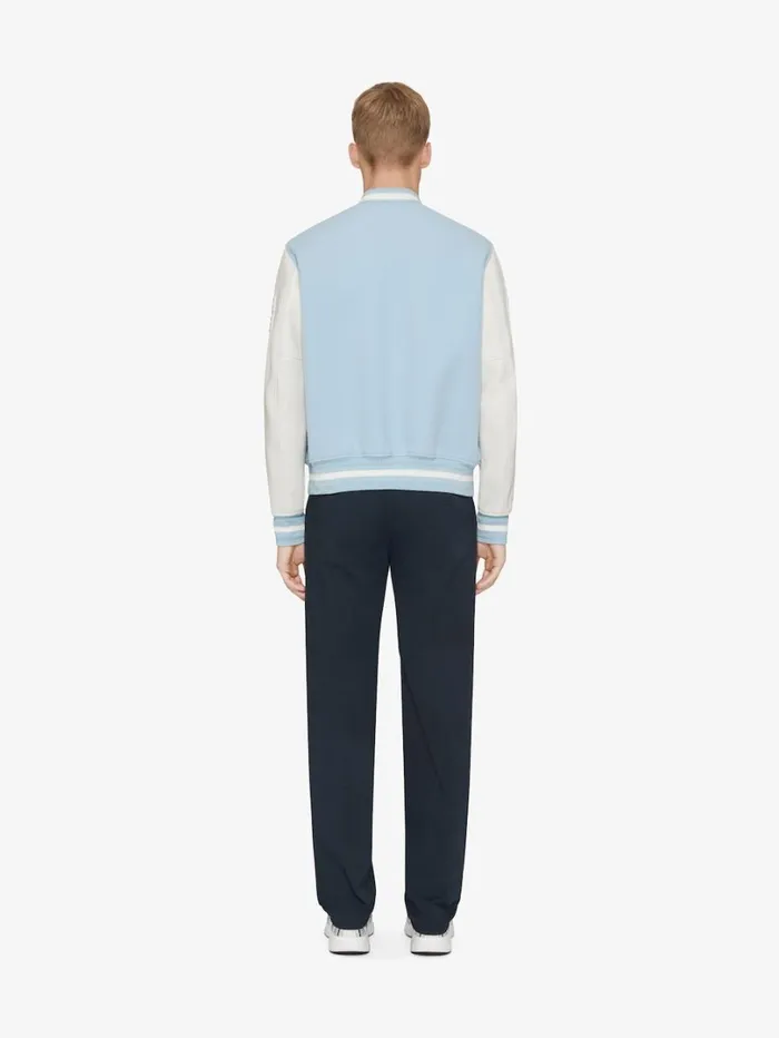 Givenchy GIVENCHY Varsity Jacket In Wool And Leather Whitesky Blue Men Outerwear and Blousons