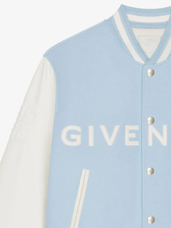 Givenchy GIVENCHY Varsity Jacket In Wool And Leather Whitesky Blue Men Outerwear and Blousons