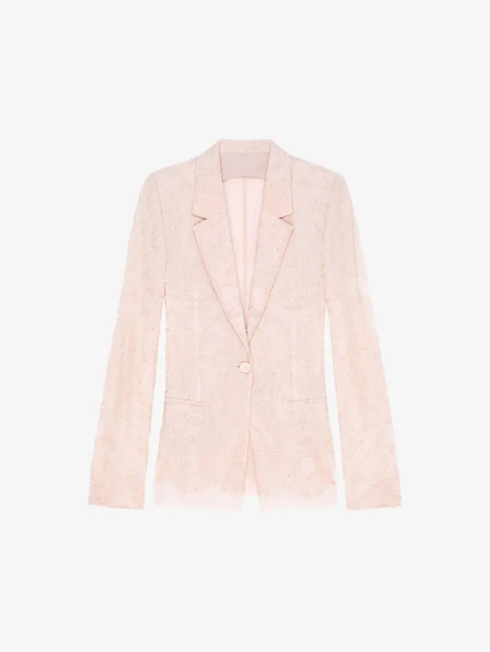 Givenchy Jacket In Lace And Silk Blush Pink Women Coats and Jackets