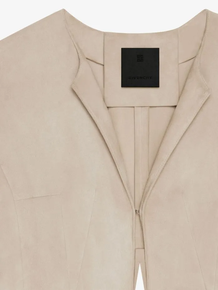 Givenchy Jacket In Suede With 4G Liquid Detail Sand Women Outerwear and Blousons