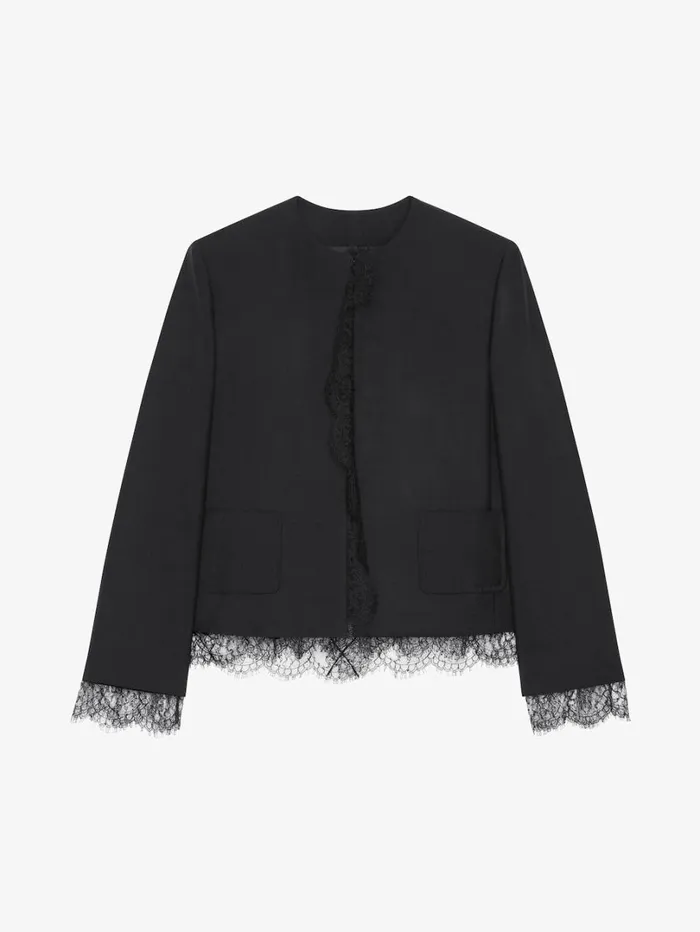 Givenchy Jacket In Wool And Mohair With Lace Black Women Coats and Jackets