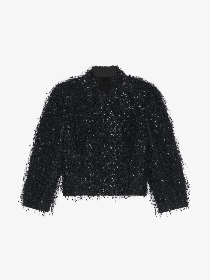 Givenchy Jacket With Embroidered Fringes And Rhinestones Black Women Coats and Jackets