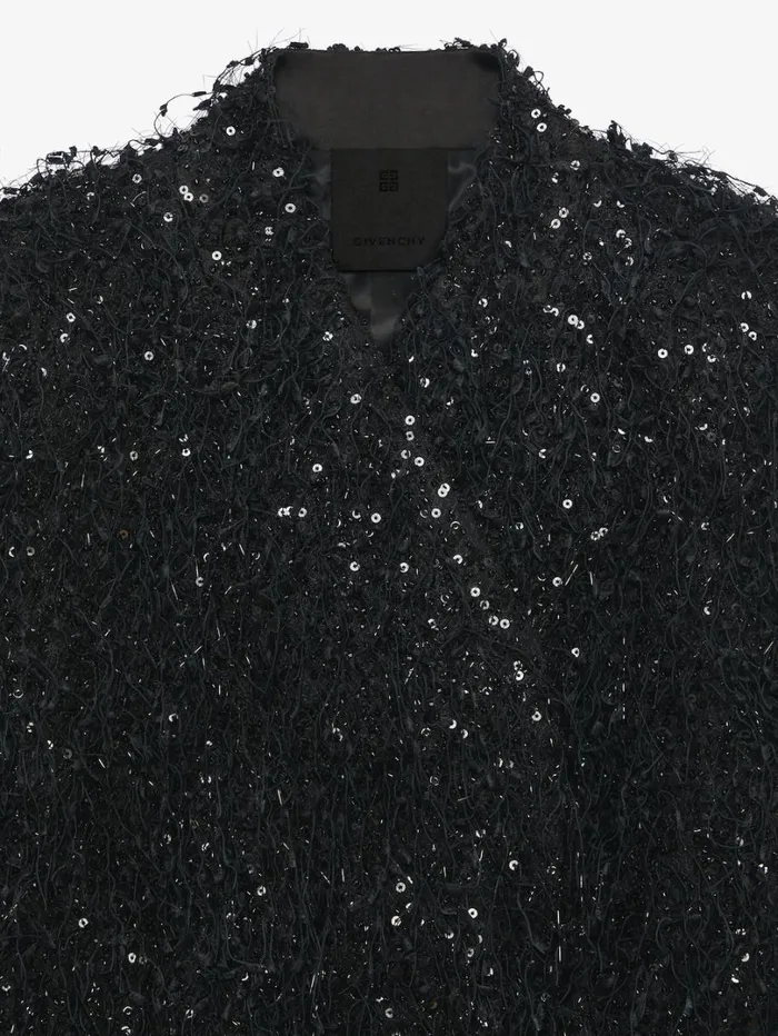 Givenchy Jacket With Embroidered Fringes And Rhinestones Black Women Coats and Jackets