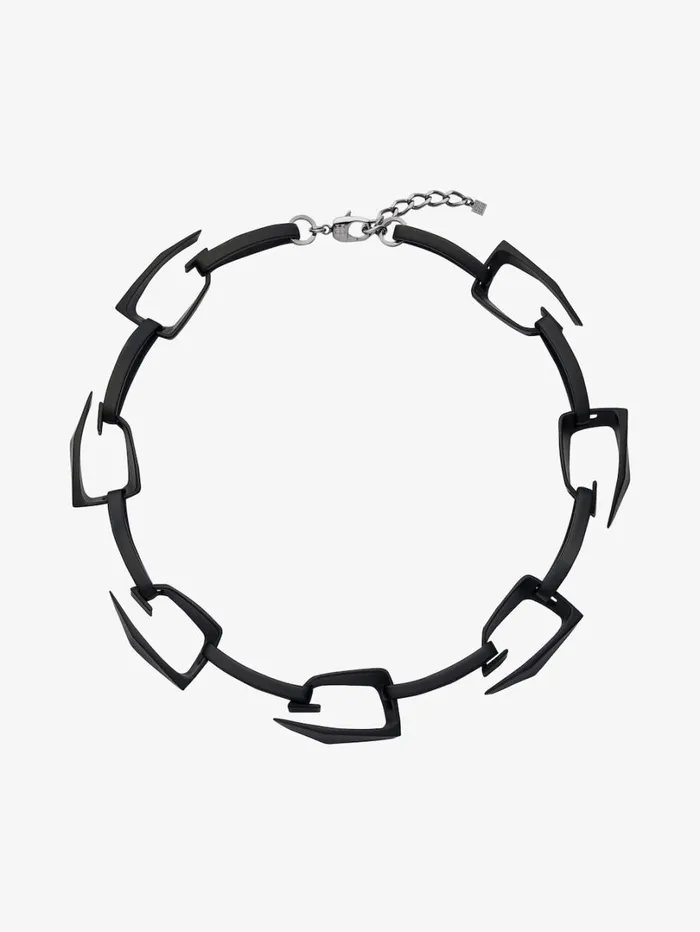 Givenchy Large Giv Cut Necklace In Metal And Enamel Black Men Jewelry