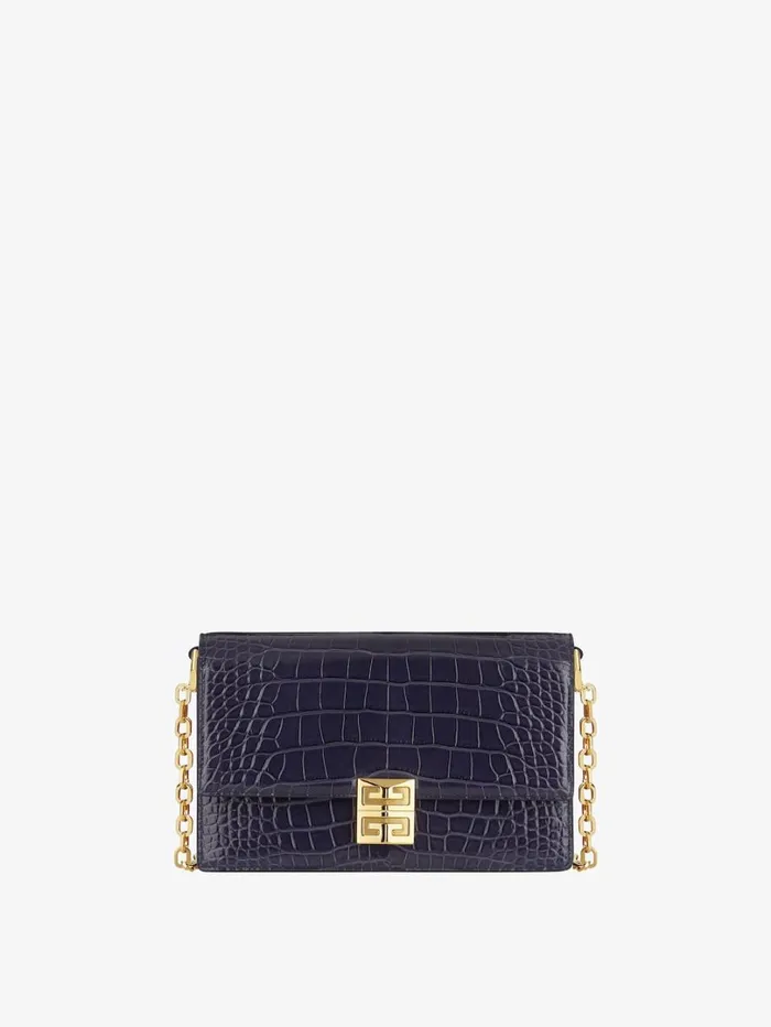 Givenchy Medium 4G Bag In Alligator With Chain Aubergine Women Crossbody Bags