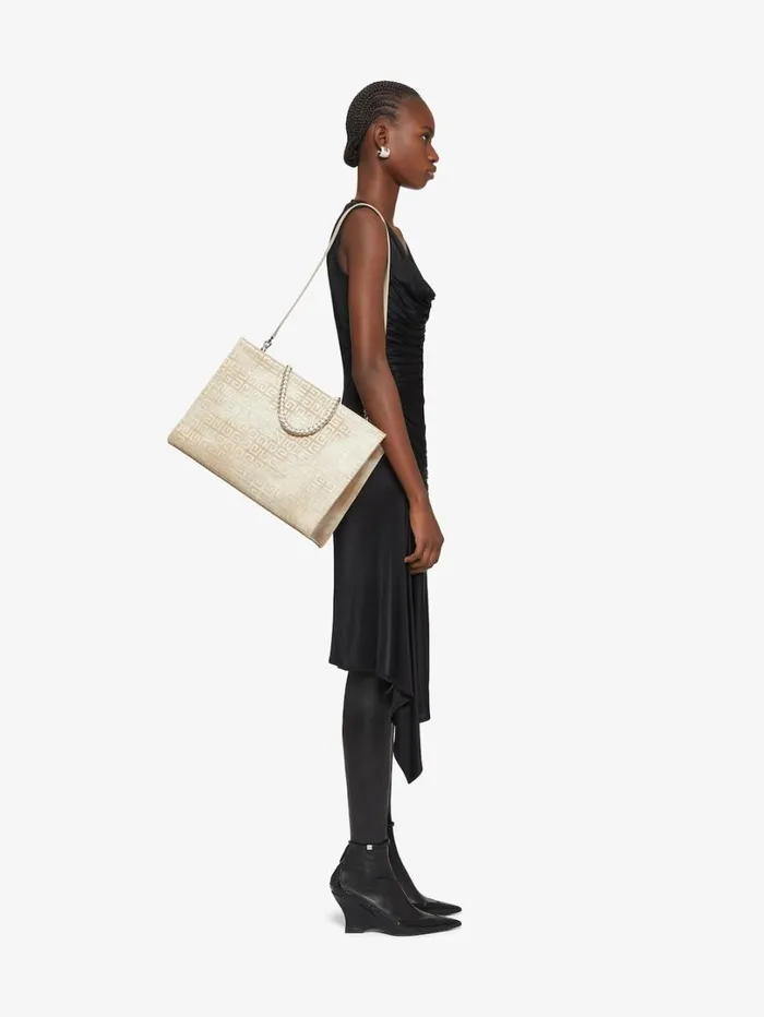 Givenchy Medium GTote Shopping Bag In 4G Canvas With Chain Dusty Golden Women Shoulder Bags Givenchy Medium GTote Shopping Bag In 4G Canvas With Chain Dusty Golden Women Shoulder Bags