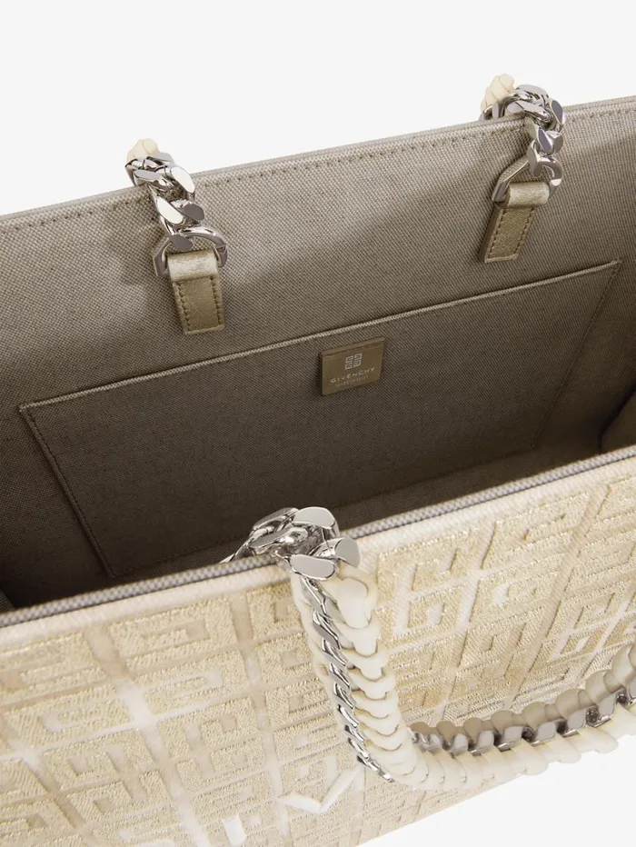 Givenchy Medium GTote Shopping Bag In 4G Canvas With Chain Dusty Golden Women Shoulder Bags Givenchy Medium GTote Shopping Bag In 4G Canvas With Chain Dusty Golden Women Shoulder Bags