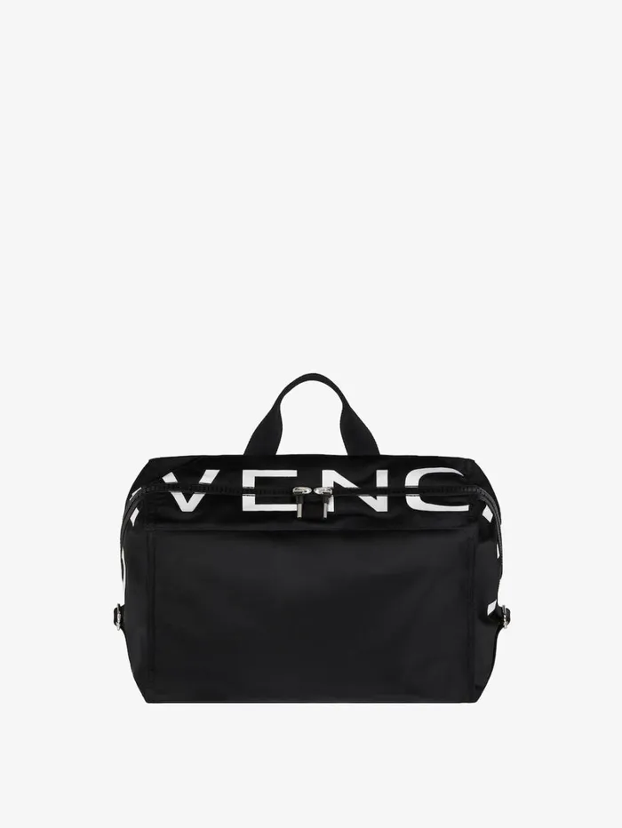 Givenchy Medium Pandora Bag In Nylon Blackwhite Men Crossbody Bags