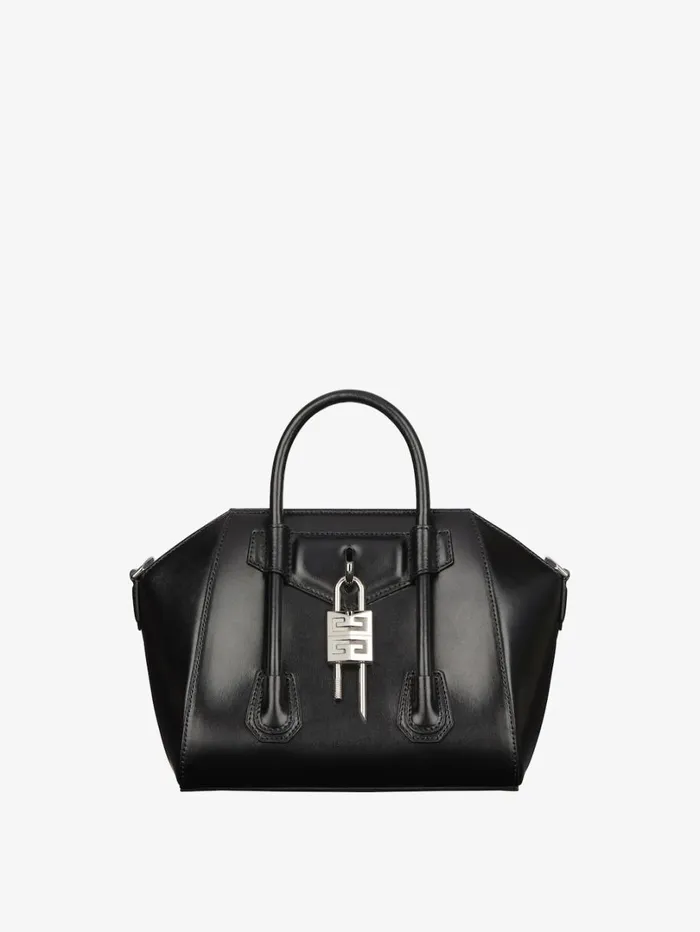 Givenchy Mini Antigona Lock Bag In Box Leather Black Women Crossbody Bags