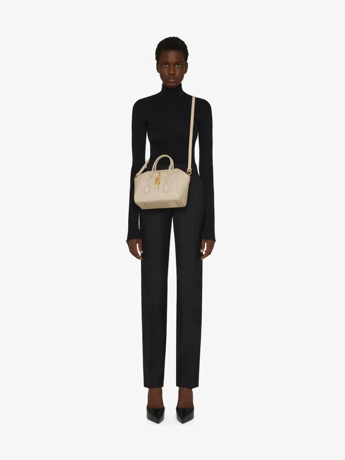Givenchy Mini Antigona Lock Bag In Box Leather Natural Beige Women Crossbody Bags Givenchy Mini Antigona Lock Bag In Box Leather Natural Beige Women Crossbody Bags