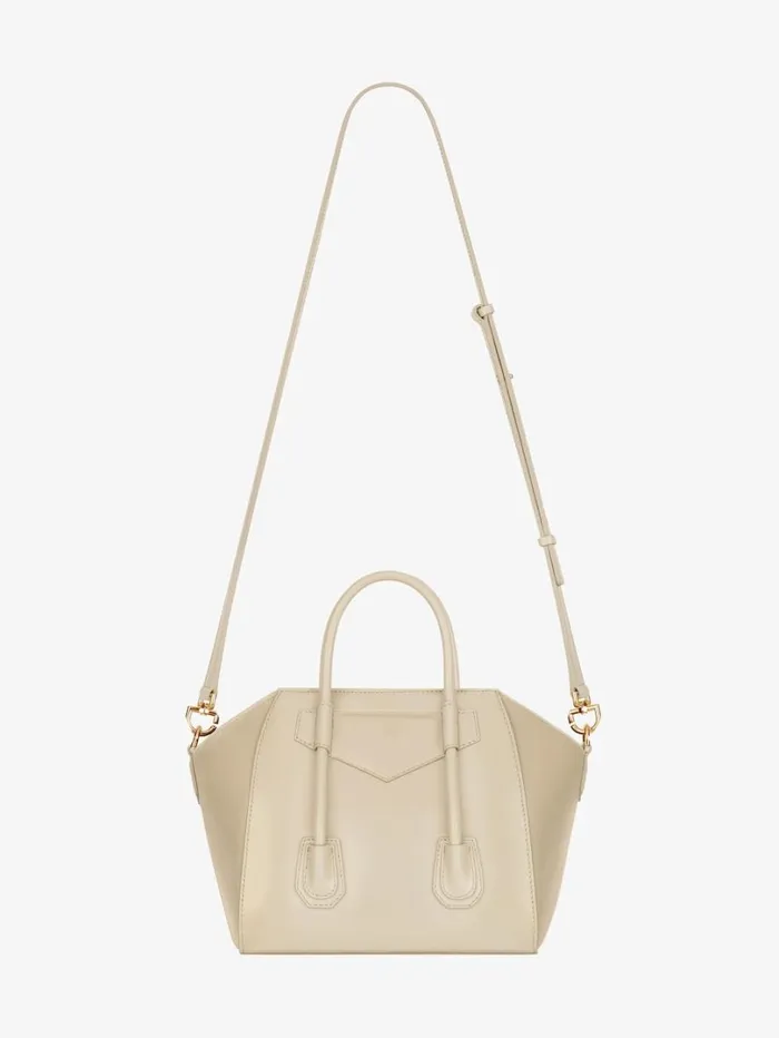 Givenchy Mini Antigona Lock Bag In Box Leather Natural Beige Women Crossbody Bags Givenchy Mini Antigona Lock Bag In Box Leather Natural Beige Women Crossbody Bags