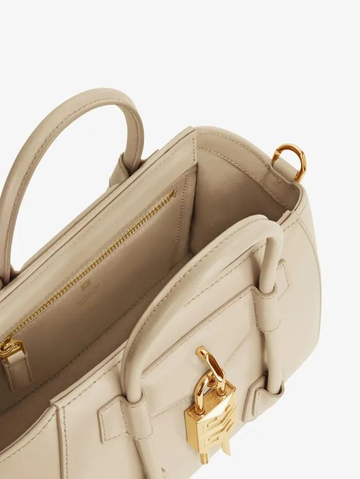 Givenchy Mini Antigona Lock Bag In Box Leather Natural Beige Women Crossbody Bags Givenchy Mini Antigona Lock Bag In Box Leather Natural Beige Women Crossbody Bags